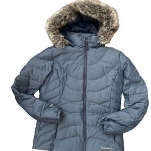 Eddie Bauer down jacket with faux fur hood